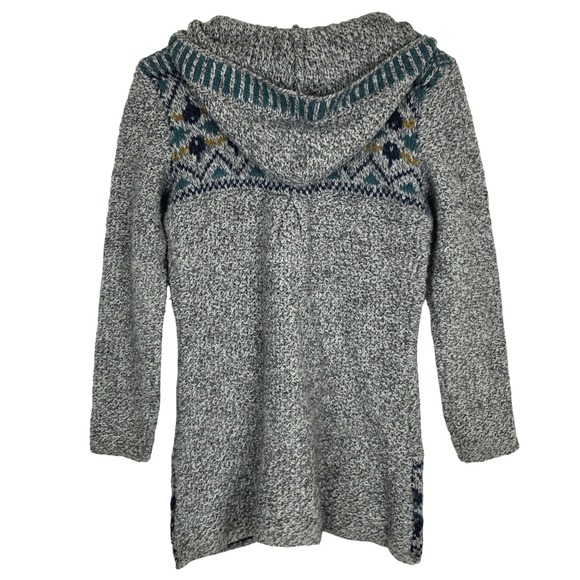 ROYAL ROBBINS Fair Isle Wool Blend Full Zip Hooded Cardigan Women's Sz M Gray - Picture 2 of 10